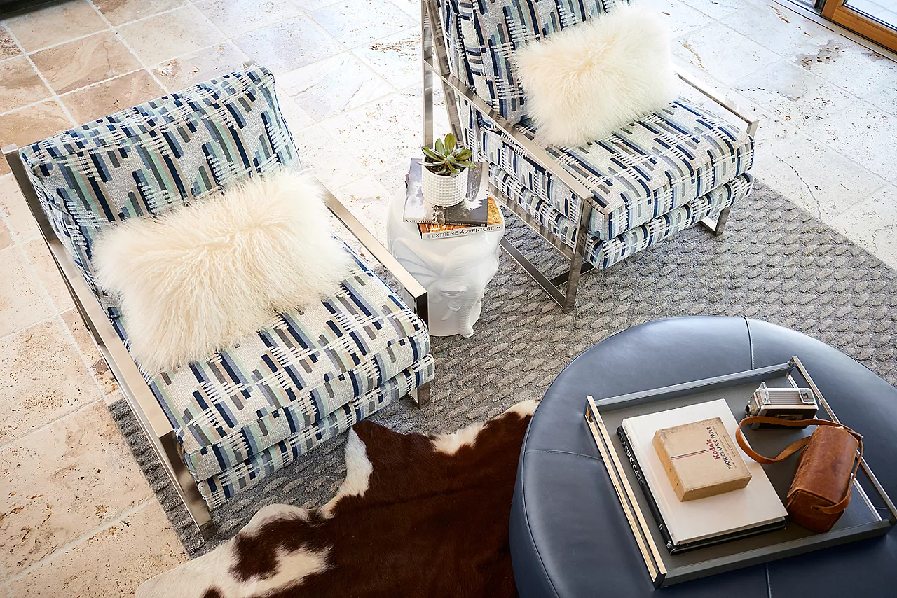 Overhead shot of two accent chairs
